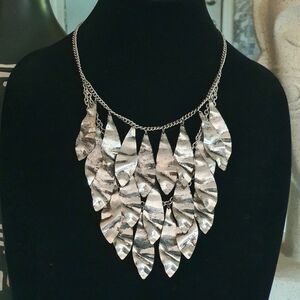 Layered Silvertone Metal Statement Necklace